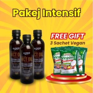 Pakej Intensif: 3 x MCT Oil, free 3 sachet Vegan